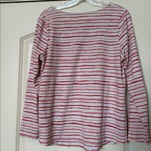 J. Jill Women's Red and White Striped Long Sleeve Top• M